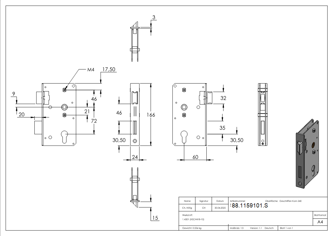 Einsteckschloss Stahl fuer Stahlprofile-88-1159101.S