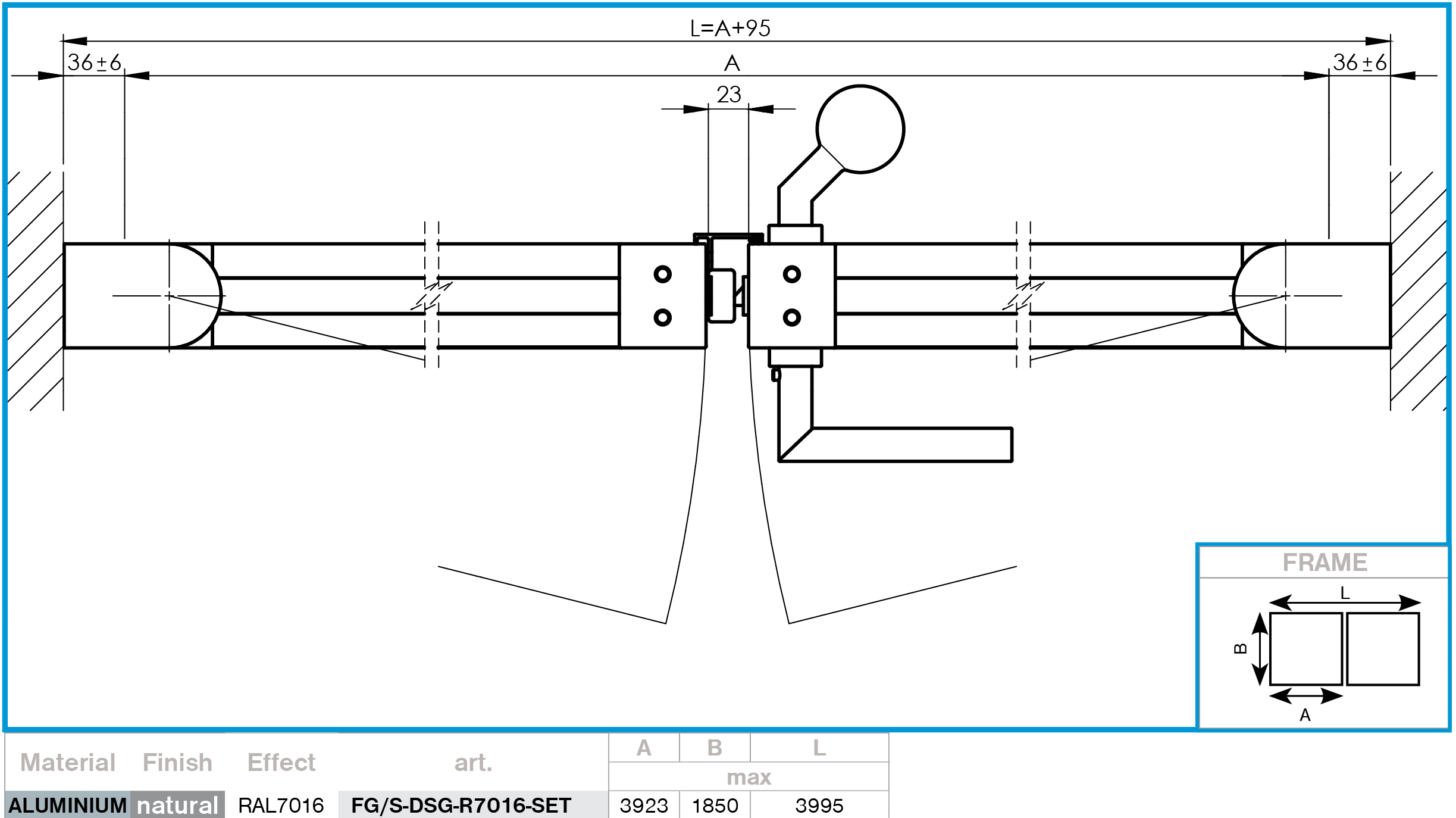 Doppelfluegeltor Aluminium 3920 x 1850 mm Lamellenfuellung RAL 7016 Bausatz-89-11FGSDSGR7016SET-A.4