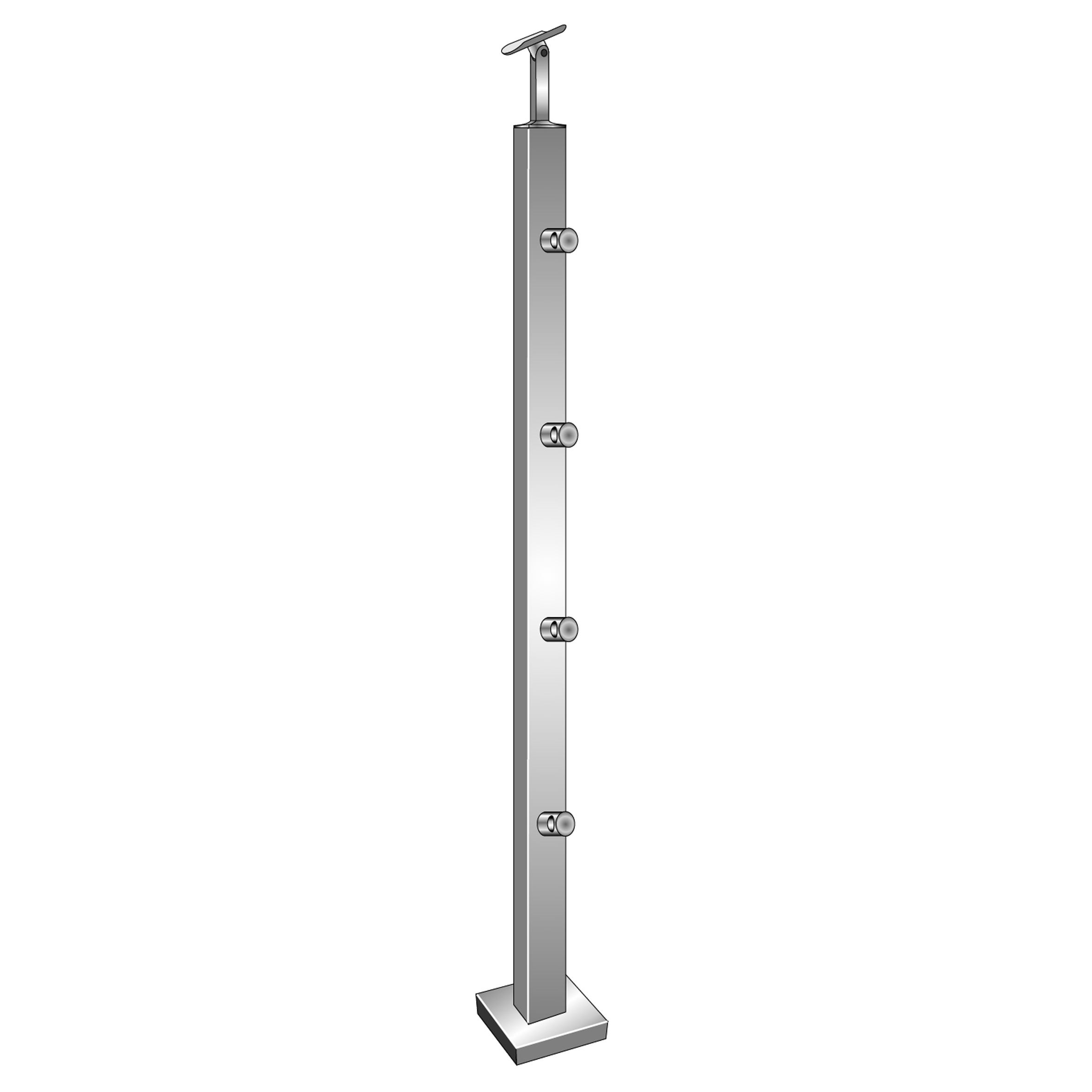 Gelaenderpfosten Edelstahl AISI 304 900 mm 40x40 mm Top-Montage 4 Fuellstaebe d12-14-0083ER-A.4