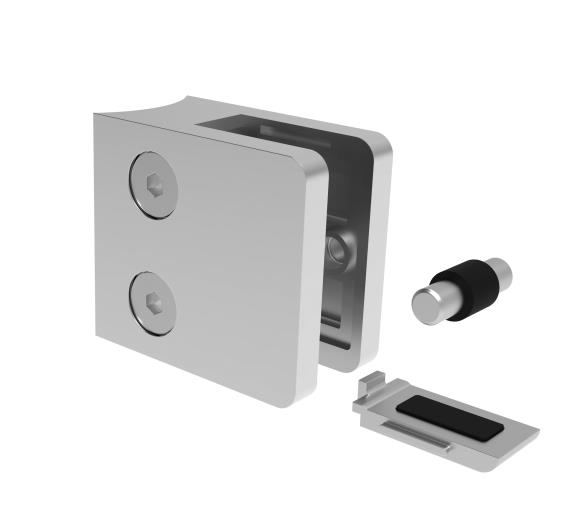 Glasklemme Edelstahl AISI 316 Glanz fuer Rundpfosten D42-4-89-11A14230P042L-A.4