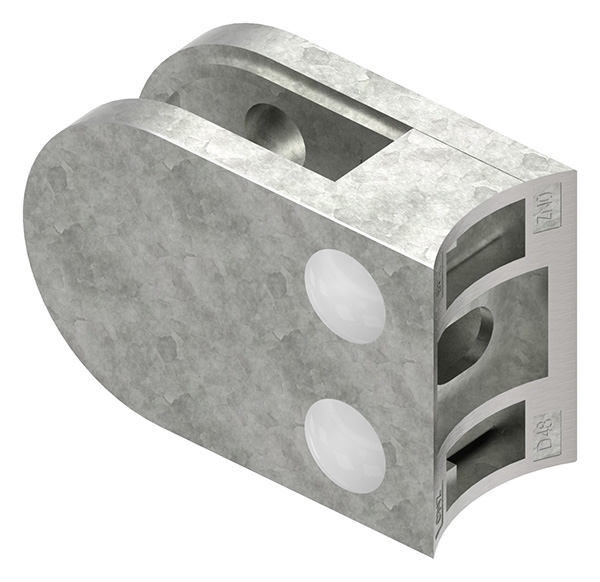 Glasklemme 63x45x28 mm AbZ fuer Anschluss Ø 48-3 mm Zink-10-2248ABZ.3