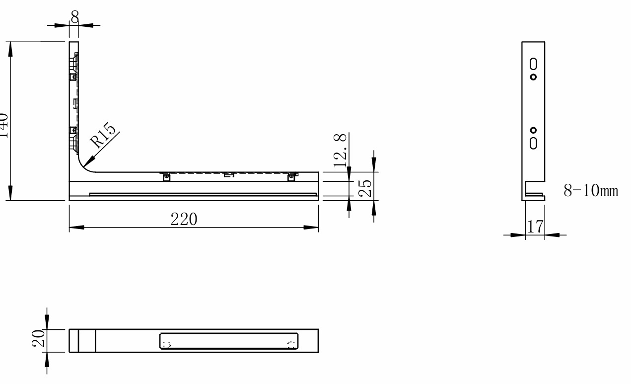 Edelstahl Stabilisierungswinkel Glanz 22x14 cm-89-11GS304ZP900LPCRB-A.4