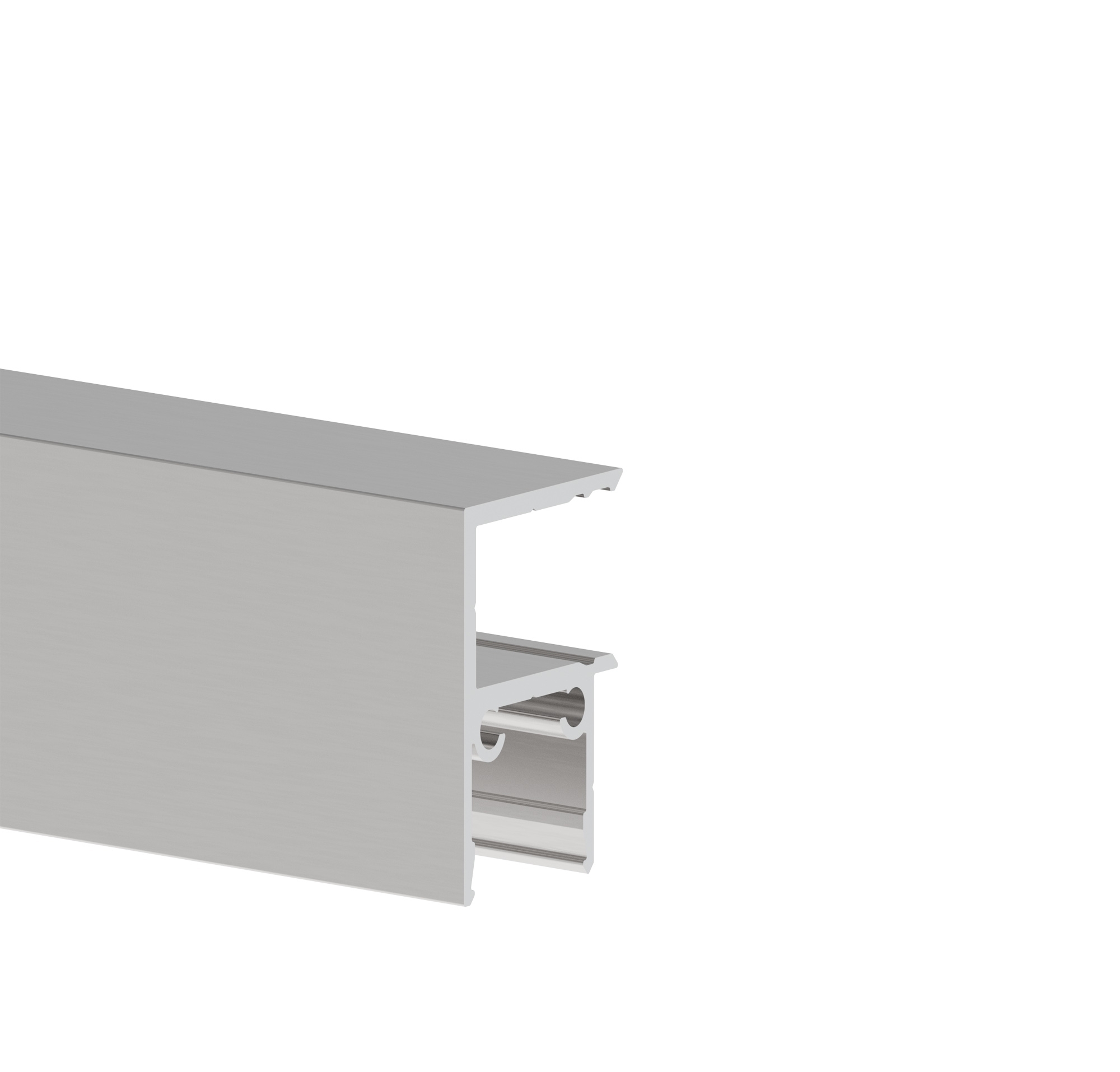 Aluminium Zaunadapter 38x31 mm fuer Glas 6-8 mm - Fuellungen 20 mm- 6000 mm- Satin Inox-89-11FGAS20G6000SVA-A.4
