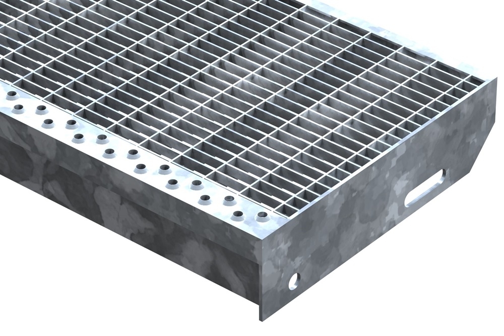 Gitterroststufe Treppenstufe Masse- 700x240 mm 30-10 mm S235JR -St37-2- im Vollbad feuerverzinkt-40-702431.7