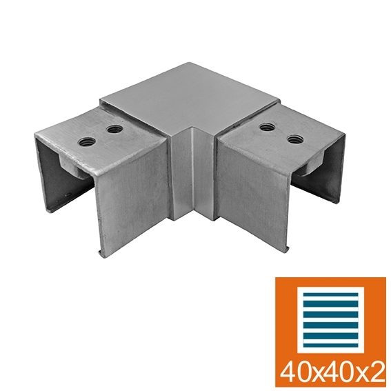 Handlauf-Eckwinkel Edelstahl AISI 304 fuer Nutrohr 40x40x1-5 mm 90° Glasgelaender-89-11A6313040-A.4