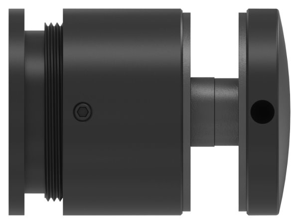 Glaspunkthalter Ø52 mm- V2A verstellbar- pulverbeschichtet in RAL 9005 schwarz matt mit AbP-88-1160250-240.9005