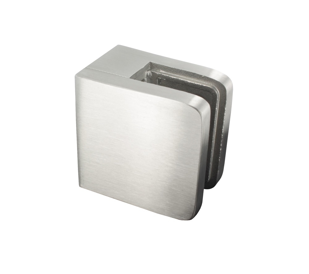 Glasklemme Edelstahl AISI 304- Glanz- fuer Flachpfosten - Glasstaerke 6-10-76 mm-18-2100G-A.4