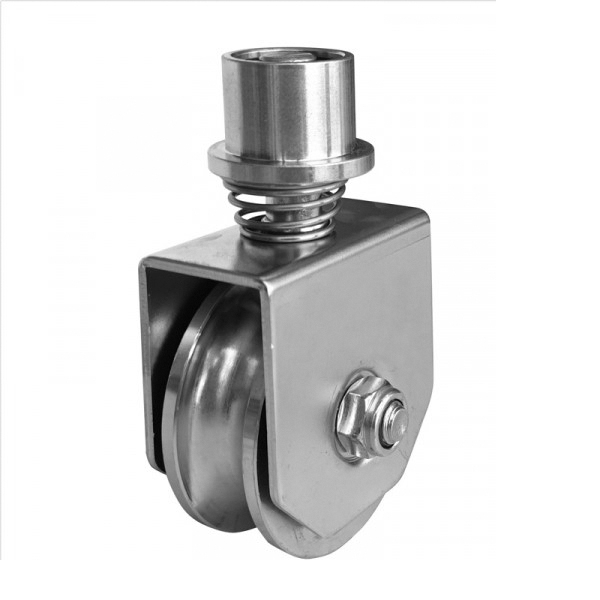 Gefederte Laufrolle Stahl verzinkt Ø 58 mm mit U-Rille drehbar-89-11H31U60SP-A.4