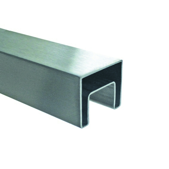 U-Profil Handlauf Edelstahl V2A 40x40x1-5 mm fuer Glas mit LED-Kanal 2500 mm-89-11A6925040-A.4