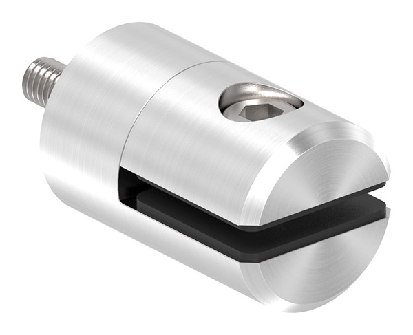 Blechhalter - Plattenhalter Ø 25 mm Edelstahl V2A – Anschluss flach - gerade inkl- Schrauben - Gummieinlage-12-2100.4