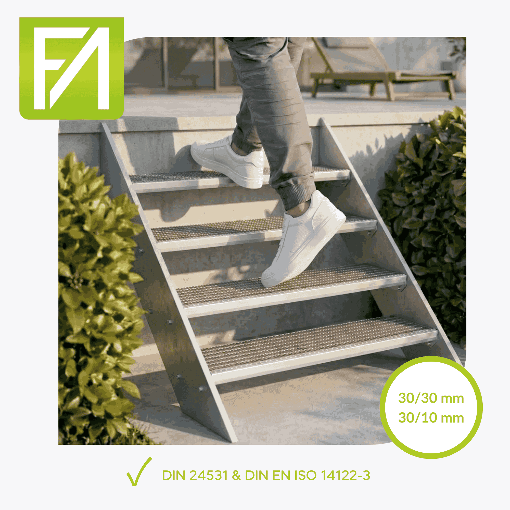 Gitterroststufe 800 x 270 MW 30-10 TS 30-2 Rutschhemmung R10-24-802731302.7