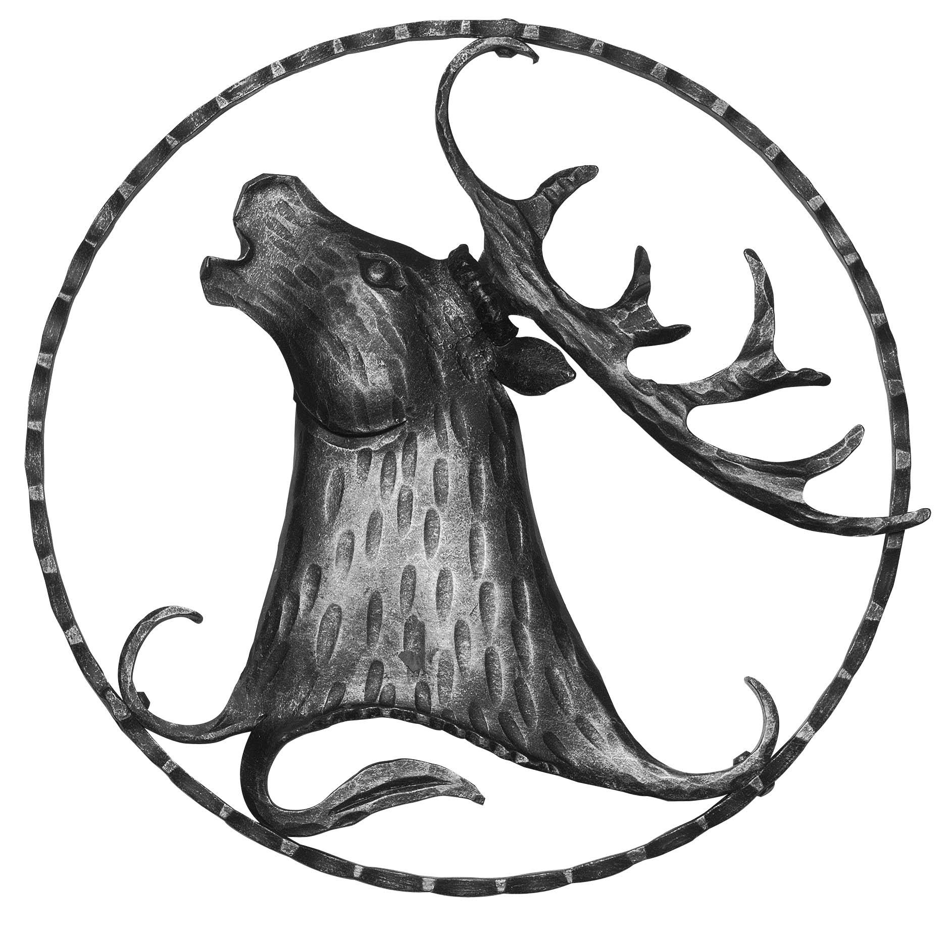 Hirsch -links- Zierelement - Ø 300 mm - Stahl S235JR- roh-30-3187L.8