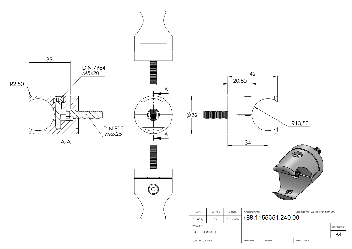 Blechhalter fuer Klemmprofil 27mm Anschluss- gerade-88-1155351-240.00