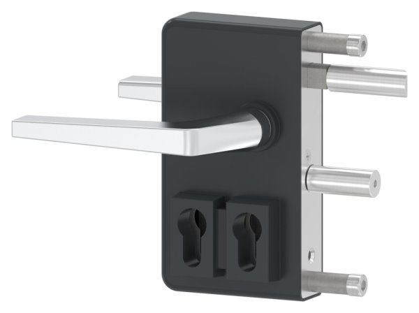 Gittertorschloss GTS 2 mit Doppelzylinder fuer Rohrstaerke 40-60mm- anthrazitgrau-88-1156701-ALU.7016