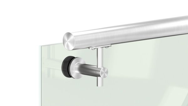 Handlaufhalter mit Gelenk fuer Glas und Halteplatte fuer flachen Anschluss V2A-11-2062.4