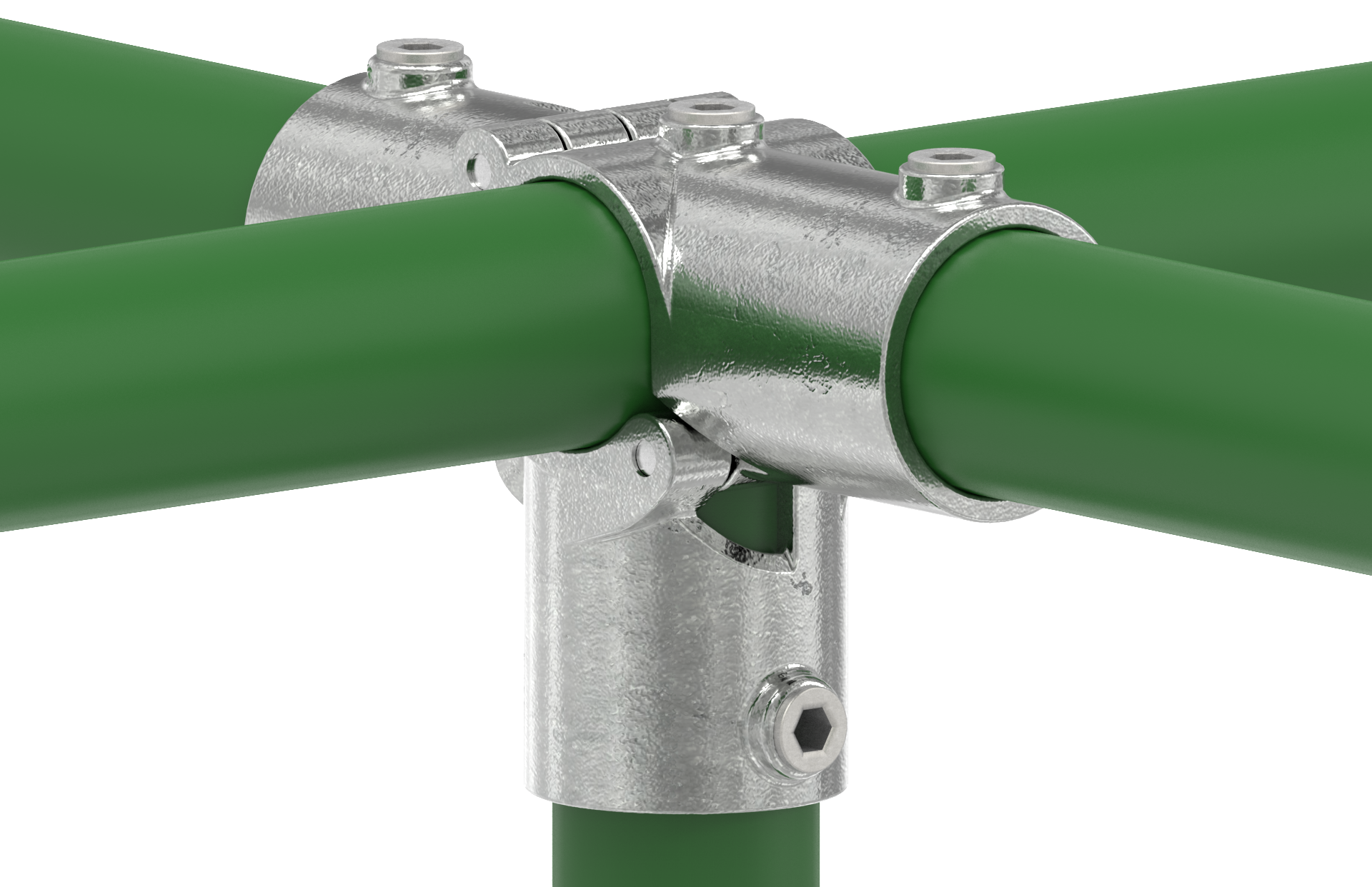 Rohrverbinder - T-Stueck fuer Stuetzrohr aufklappbar - 176D48-V - 48-3 mm - 1 1-2- - Feuerverzinkt u. Elektrogalvanisiert-176D48-V