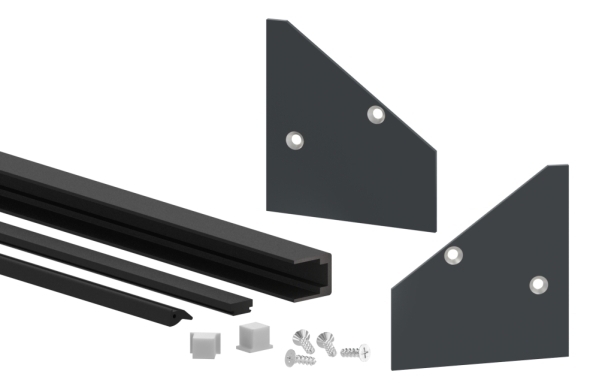 Vordach Montage-Set fuer Glas 21-52 mm- L = 1805 mm- RAL 7016-88-11VDE-GU-1800-21.7016