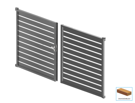 Doppelfluegeltor Aluminium 3920 x 1850 mm Lamellenfuellung RAL 7016 Bausatz-89-11FGSDSGR7016SET-A.4