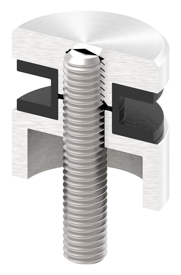 Glaspunkthalter Zinkdruckguss Ø 30 mm flach – Glashalter roh-10-5000.3