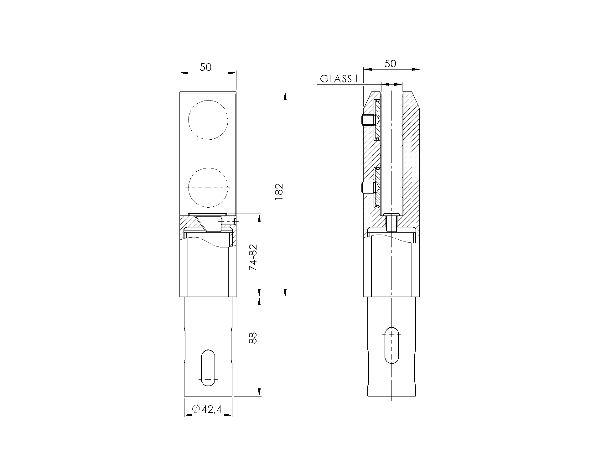 Bodenglasklemme zum Betonieren- Edelstahl 2205- Glas 12-17-52mm-89-11A226230000-A.4