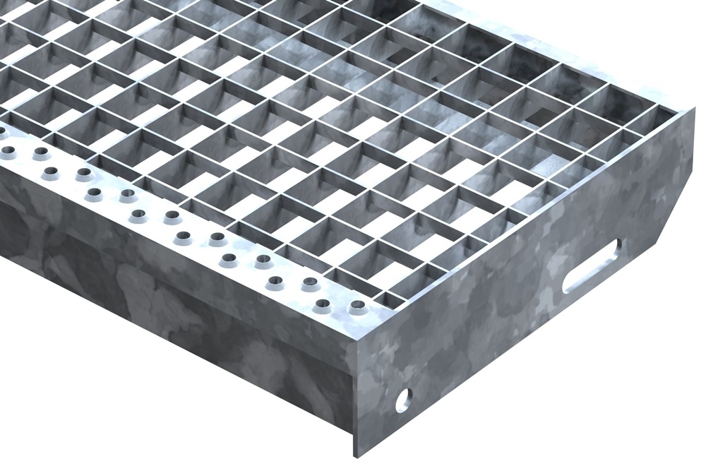 Gitterroststufe Treppenstufe Masse- 1000x240 mm 30-30 mm S235JR -St37-2- im Vollbad feuerverzinkt-40-1002430.7