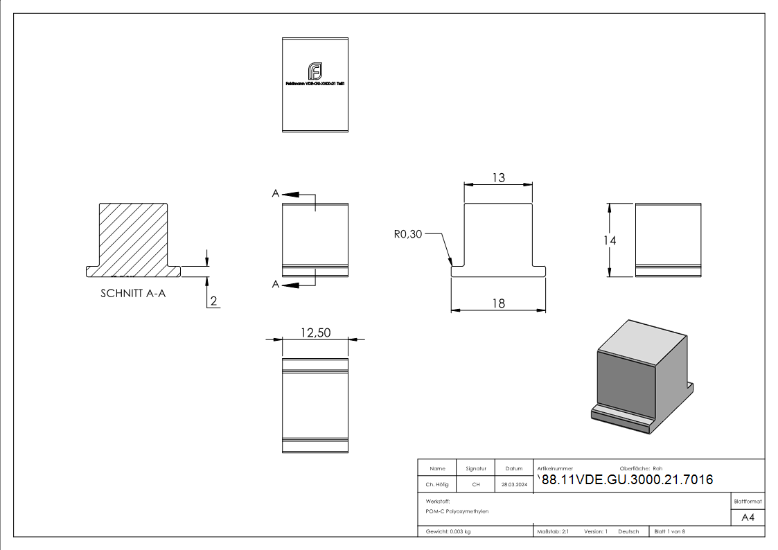 Montage-Set Glas 21-52mm eleganza canopy- fuer L- 3-000m-88-11VDE-GU-3000-21.7016