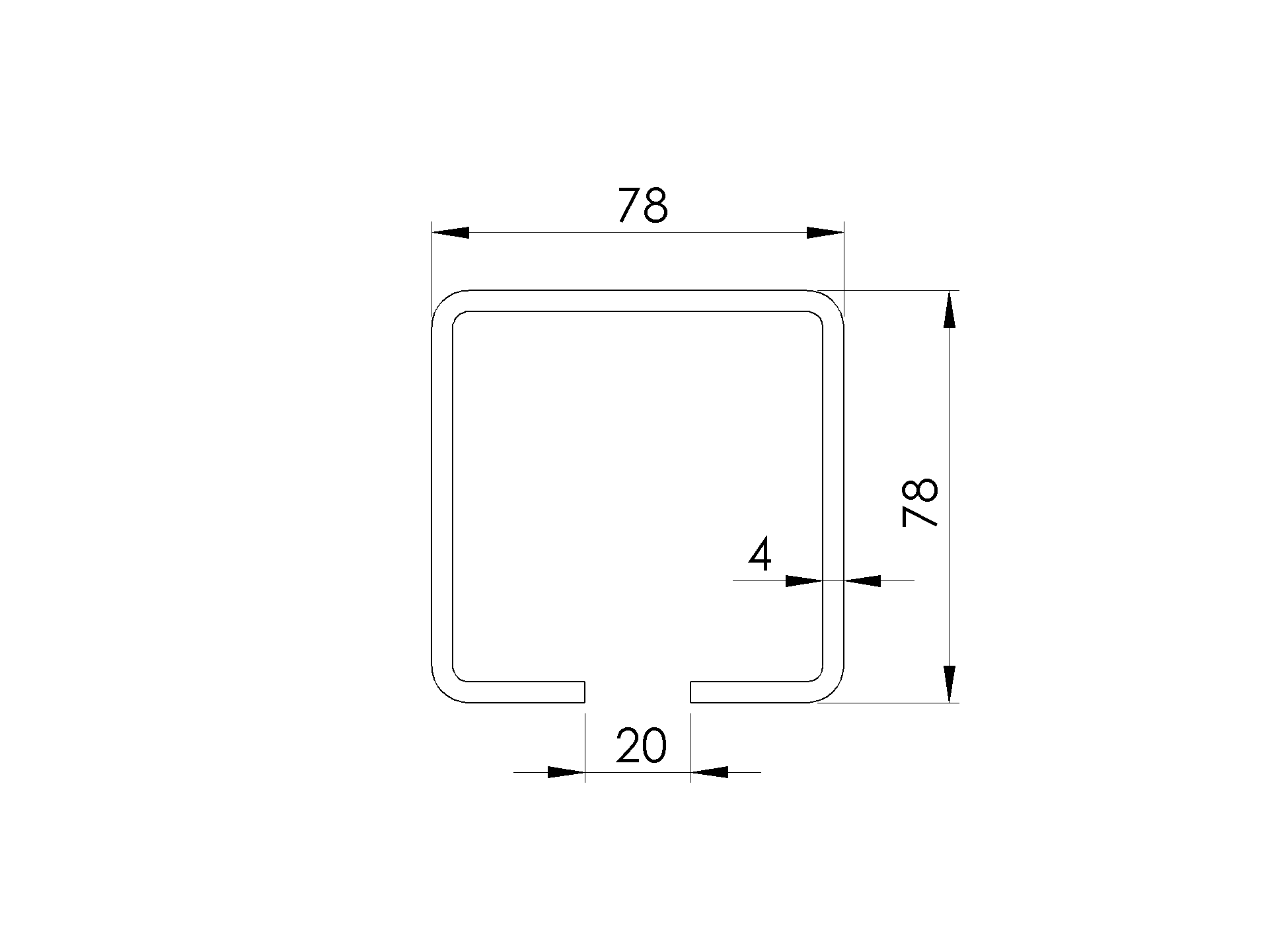 Laufschiene fuer Schiebetore Stahl verzinkt 80 x 80 x 4-0 mm L = 6000 mm-89-11H0280X80ZN6000-A.4