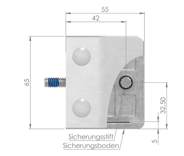 Glasklemme 55x65x37-5 mm AbZ fuer Anschluss Ø 60-3 mm V4A-10-3260ABZ.1