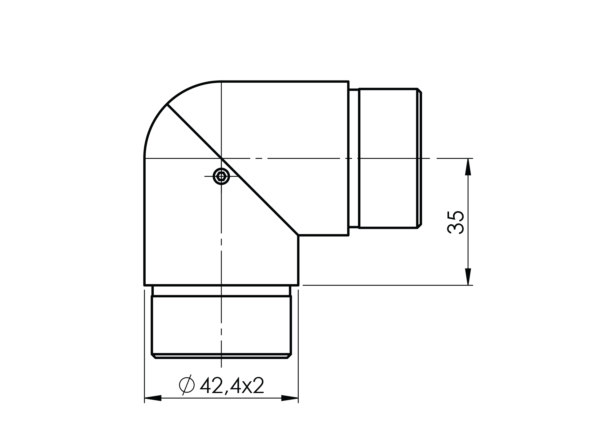 Rohrbogen Edelstahl AISI 304 D42-4x2 stufenlos verdrehbar-89-11A0313242-A.4