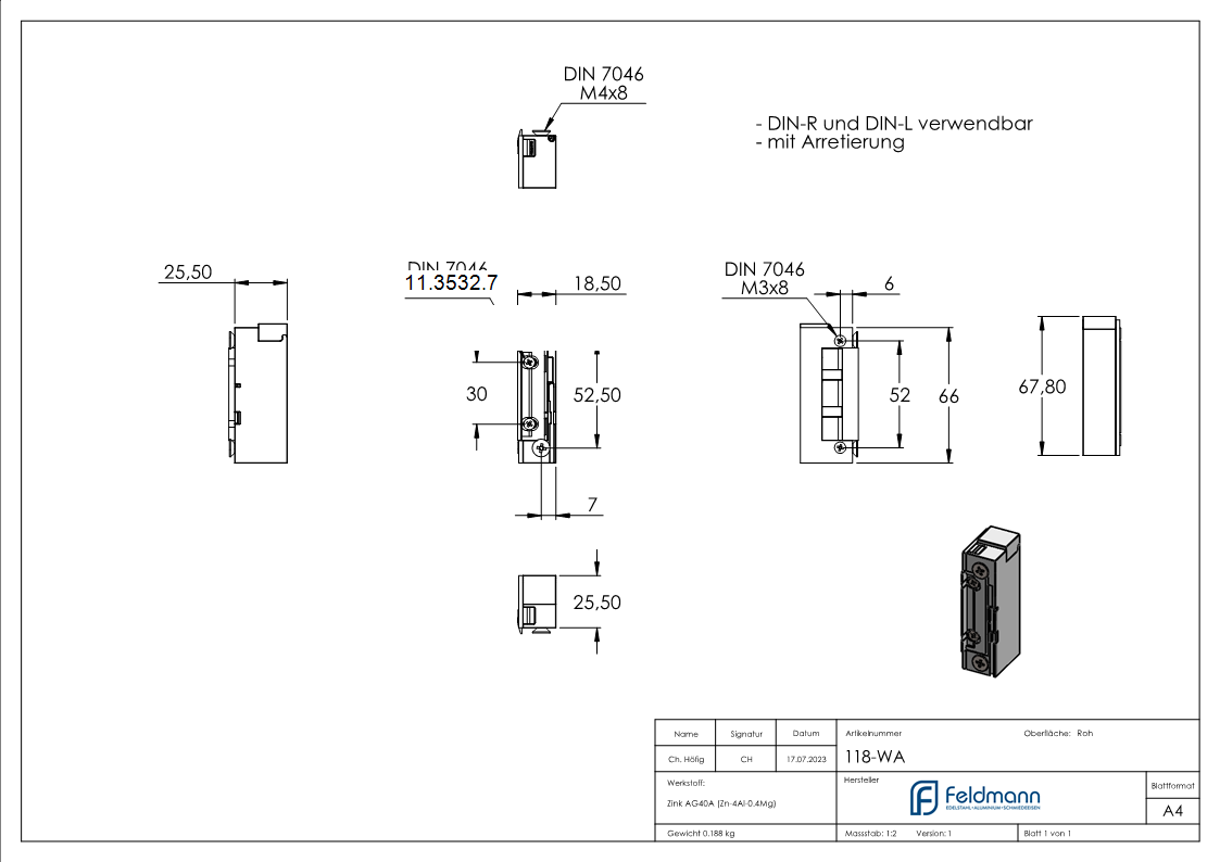 Elektrischer Tueroeffner mit Arretierung-11-3532.7
