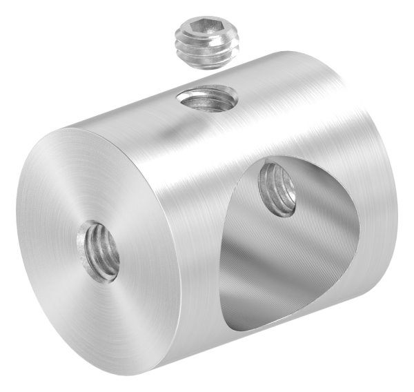 Querstabhalter Edelstahl V2A fuer Ø 14 mm Stab- Bohrung 14-2 mm- Montage zwischen Flacheisen-88-1150497.240