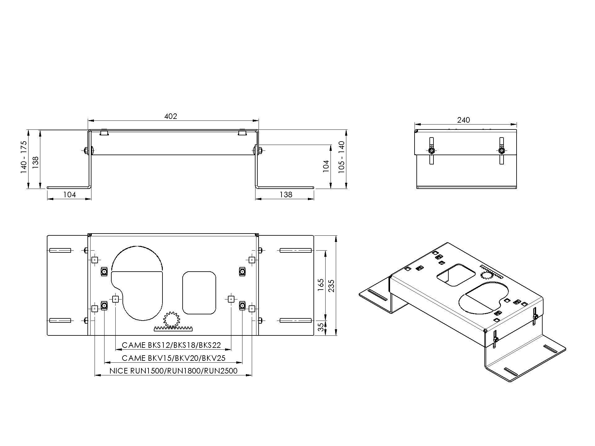 Montagesockel fr Schiebetorantriebe Edelstahl V2A universell-89-11UNISTANDXL-A.4