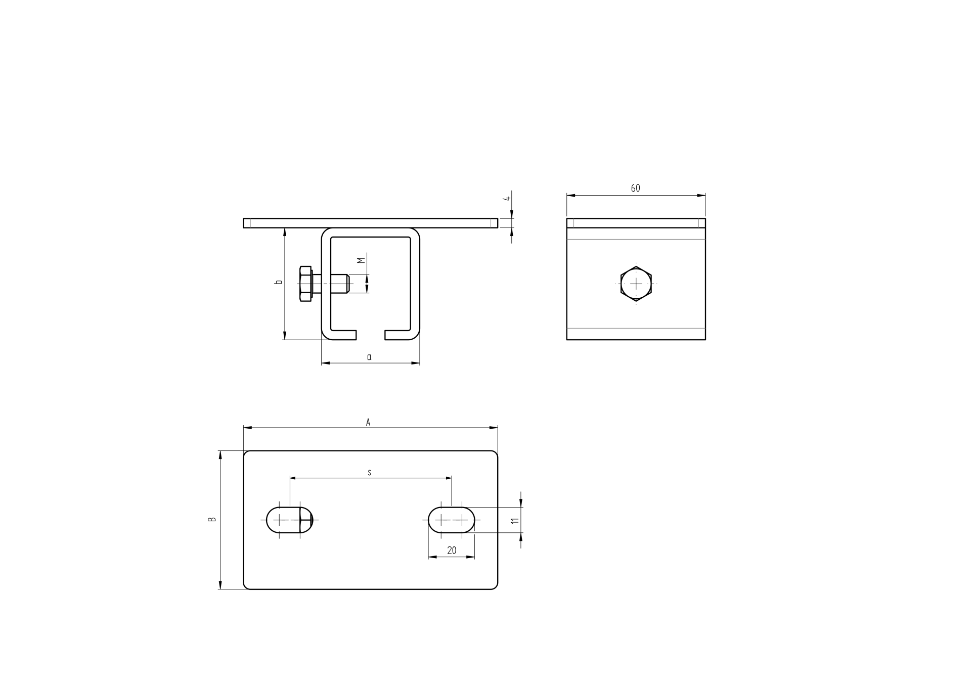 Oberhalter Stahl verzinkt 110 x 70 mm fuer Profil 33 x 34 mm-89-11H47V33X34-A.4