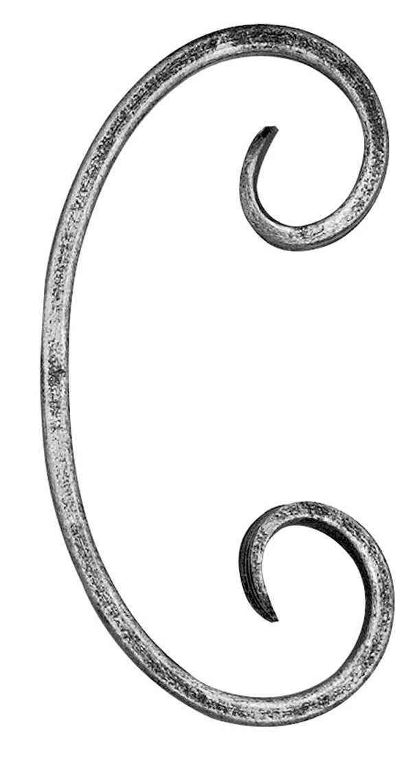 C-Schnecke - Masse- 60x120 mm - Material- 12x5 mm - Stahl S235JR- roh-30-3722.8