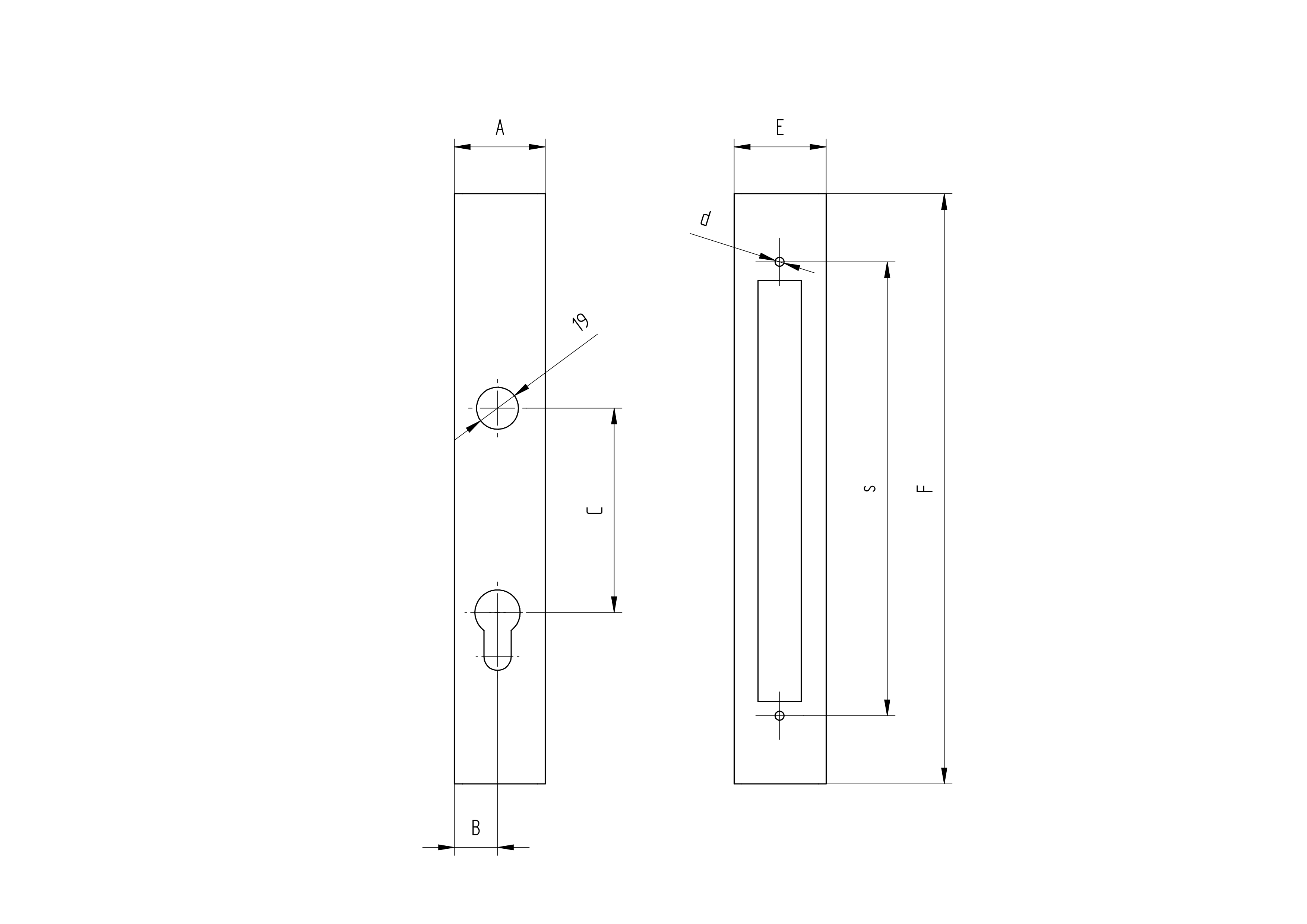 Torpfosten-Schlosskasten Stahl 40x40 mm fuer Schloss B1-30-22x90 Rohzustand-89-11B158J40X40-A.4