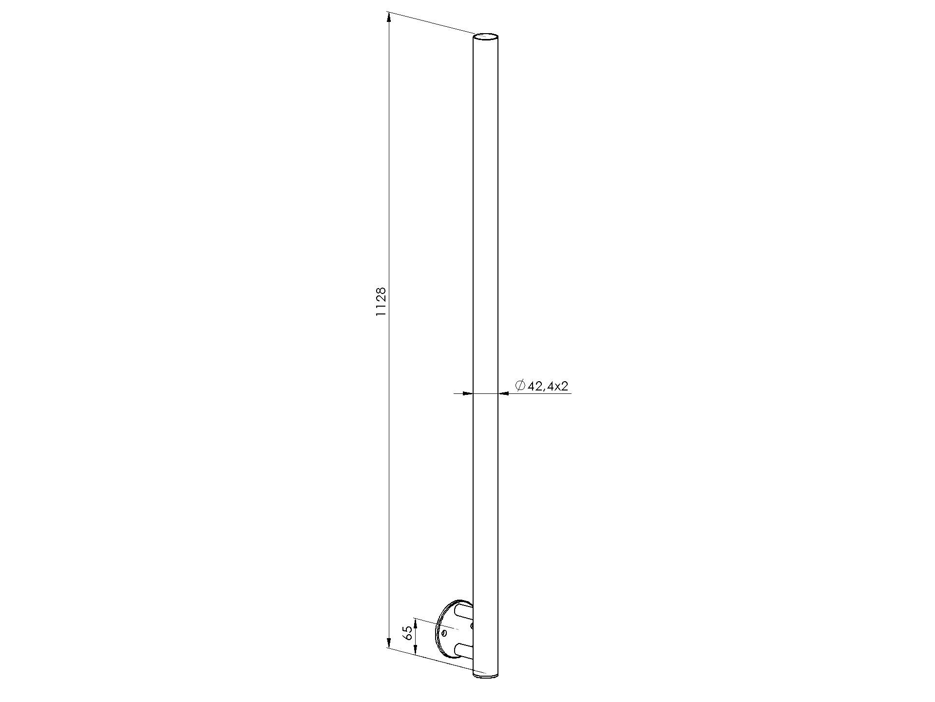 Gelaenderpfosten Edelstahl AISI 304 Ø 42-4 mm H 1000 mm geschliffen ohne Bohrungen-89-11AVERBR100-A.4