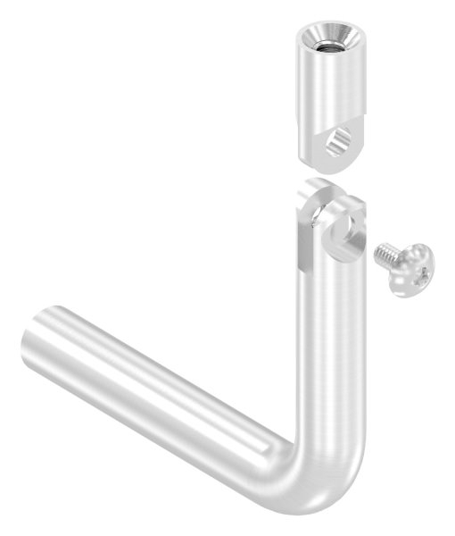 Buegel Edelstahl V2A Ø 12 mm- 75x75 mm- M6x10 mm- mit Gelenk- 90° gebogen- Korn 240-88-1150243-240.OG