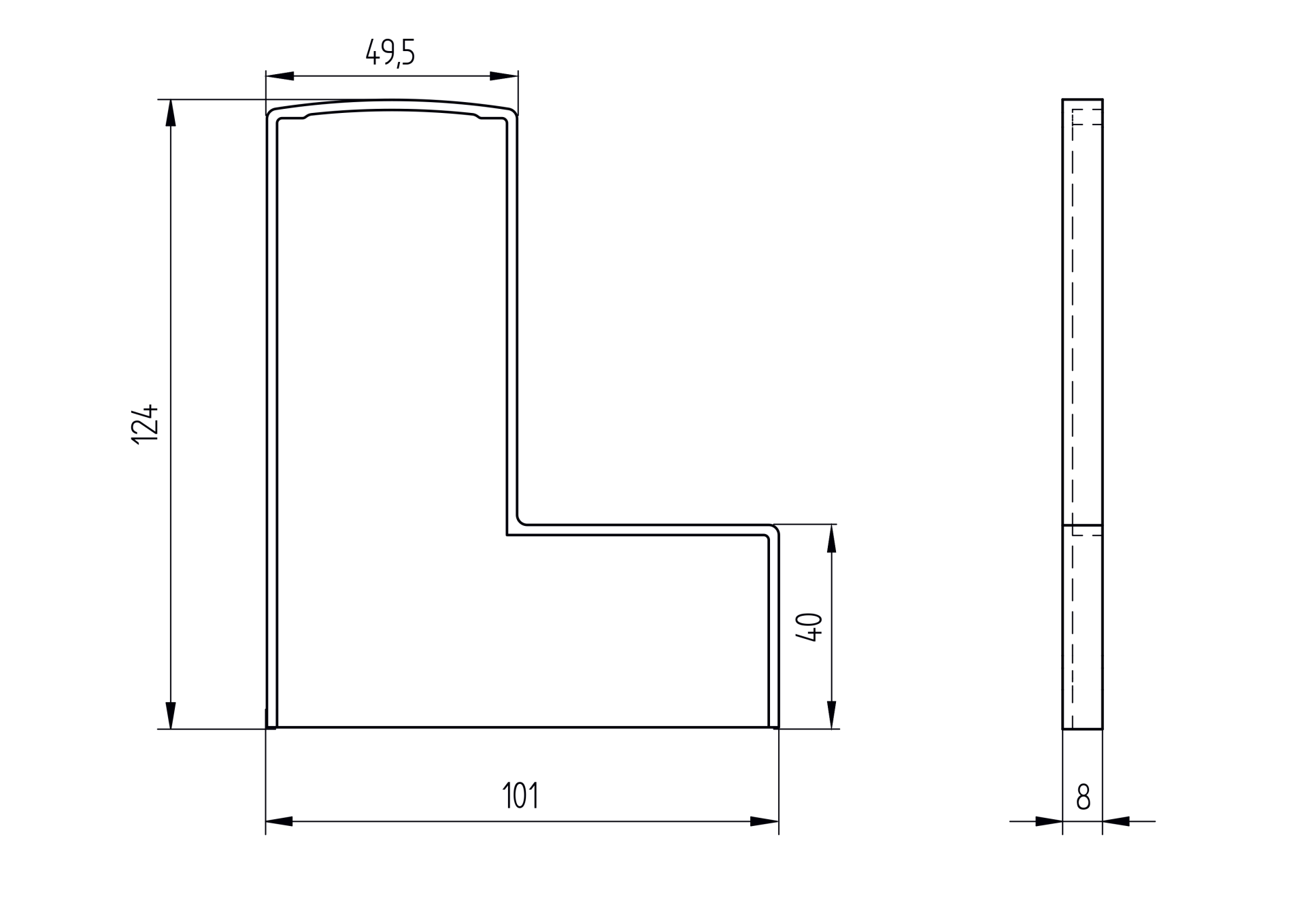 Endkappe Aluminium Satin-ELOX fuer Aluprofil AL-0006- rechte Seite-89-11AL0035006KSE-A.4