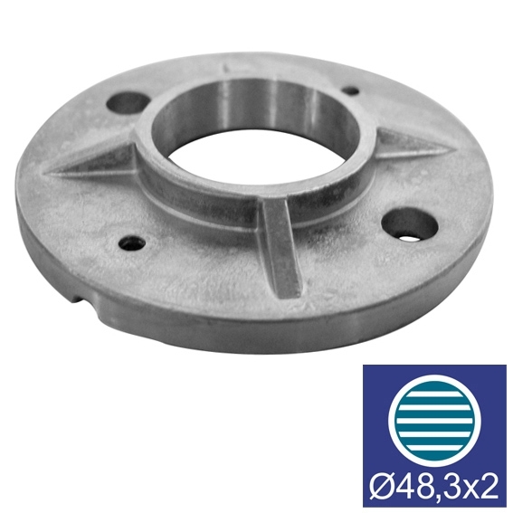 Bodenflansch Edelstahl AISI 304 Pfosten D48-3 mm- D100 mm- Schweissverbindung-89-11A0940048NB-A.4