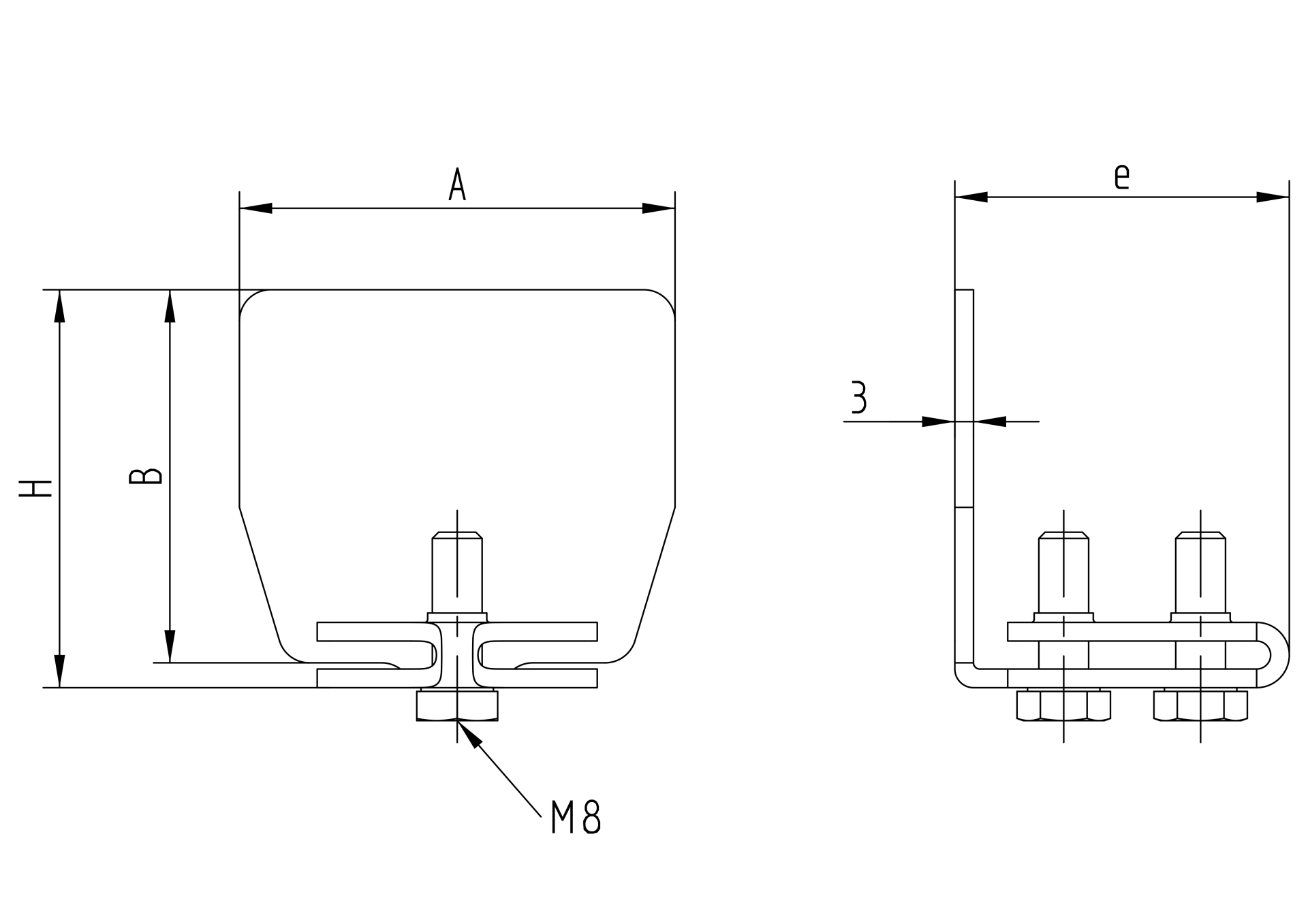 Endanschlag fr Laufschiene Stahl verzinkt fr Profil 94 x 85 mm-89-11H4094X85P-A.4