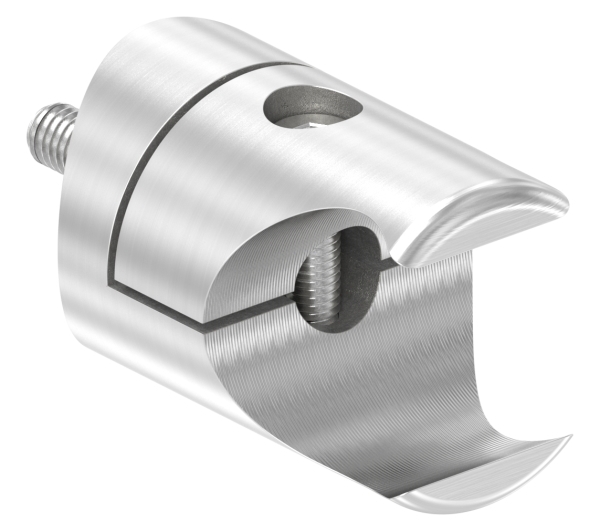 Klemmprofilhalter Edelstahl V2A fuer Klemmprofil Ø 27 mm- Rohr Ø 48-3 mm- geschliffen-88-1155351-240.48