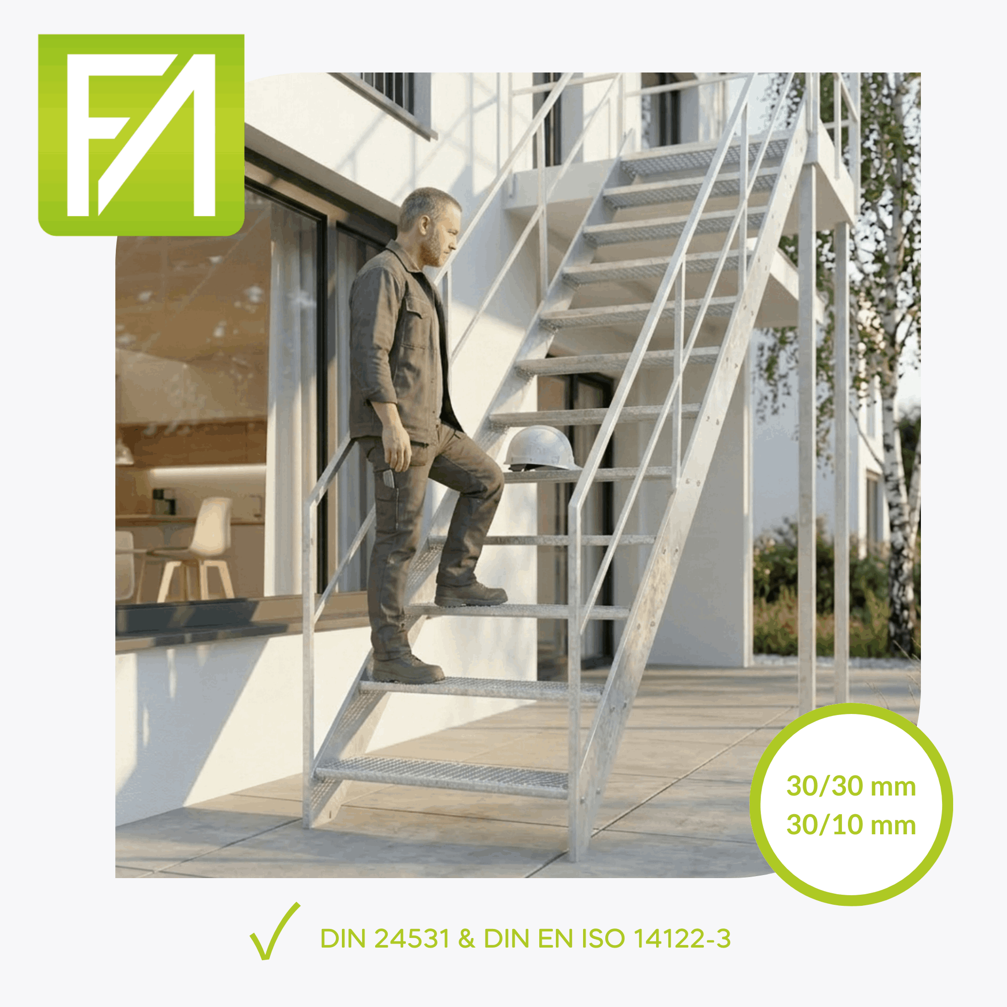 Gitterroststufe 700 x 270 MW 30-30 TS 30-2 Rutschhemmung R10-24-702730302.7