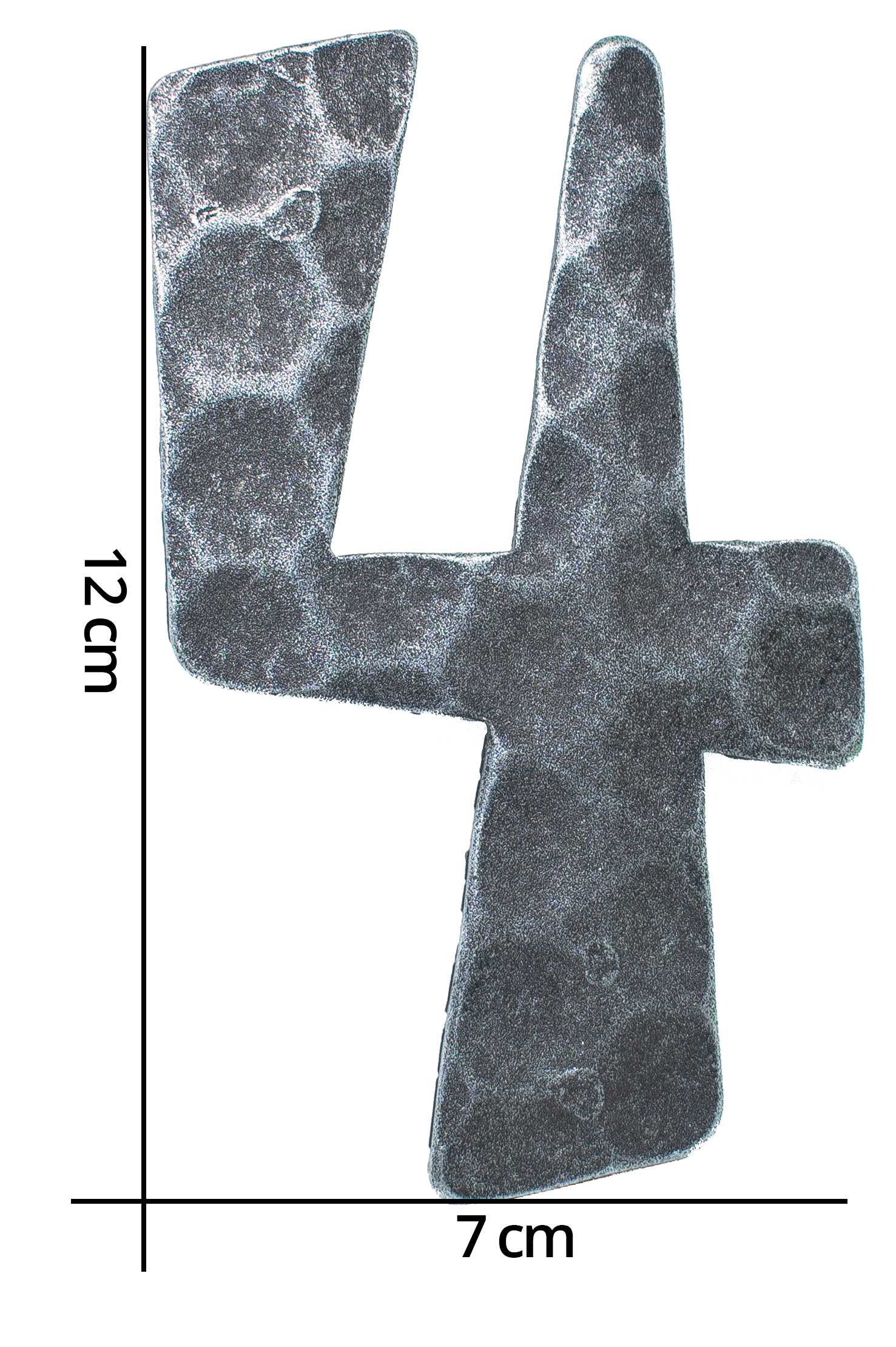 Hausnummer 4 - Abmessung 12x8 cm - Material 4 mm gehaemmert - Stahl -Roh- S235JR-30-3114.8