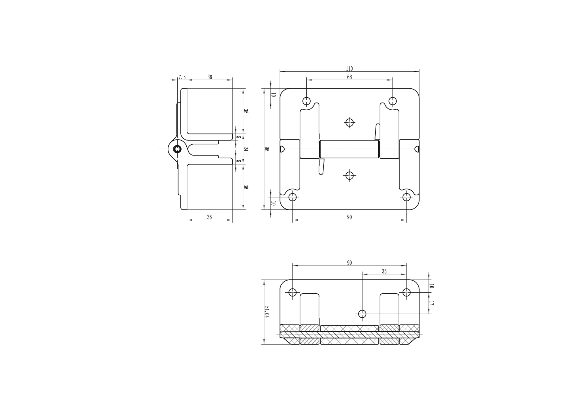 Torband Kunststoff glasfaserverstaerkt fuer Tore bis 35 kg ohne Feder-89-11D1903N110L-A.4