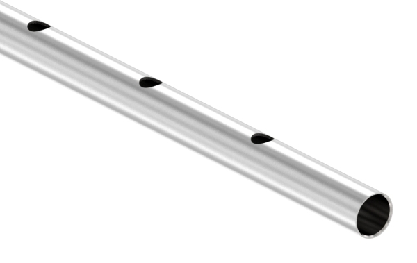 Edelstahlrohr Edelstahl V2A Ø 33-7 x 2-0 mm L 3000 mm einseitig gelocht Ø 16-1 mm-88-1155120-GG.16
