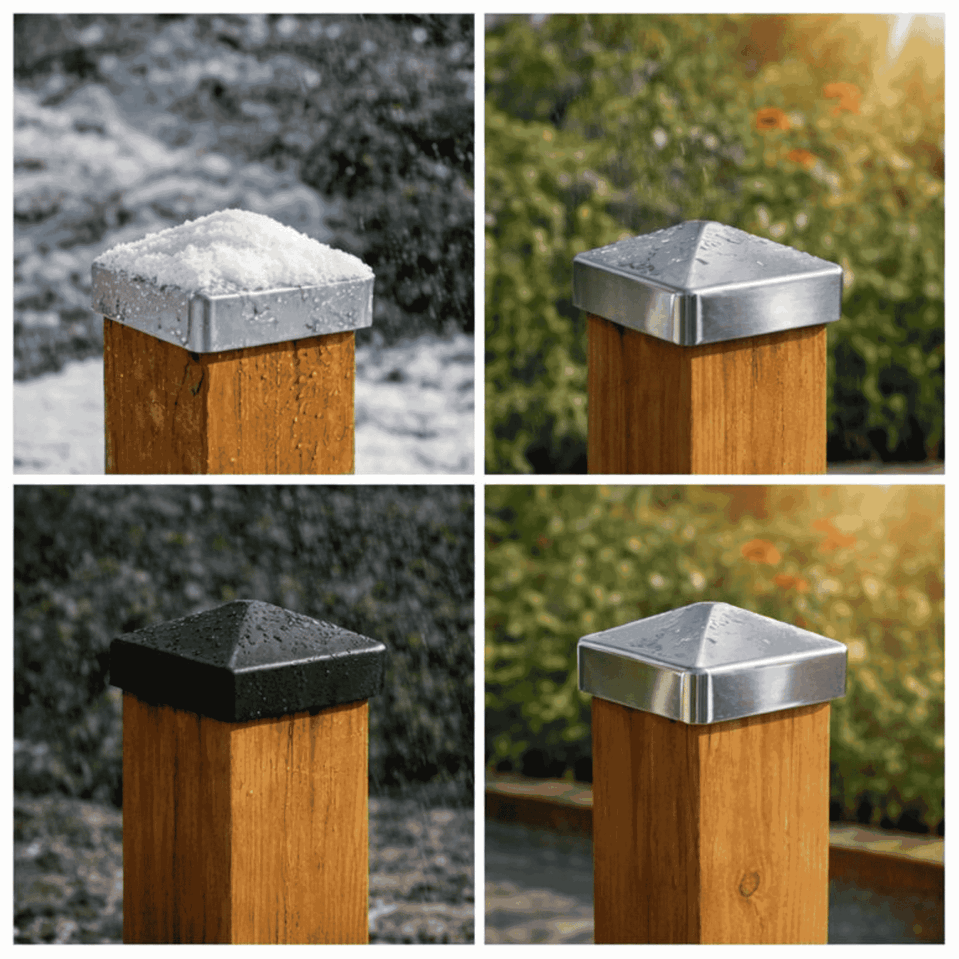 Pfostenkappe 120x120 mm Stahl verzinkt – 10er Set fuer Holzpfosten inkl. Schrauben-60220-120-011