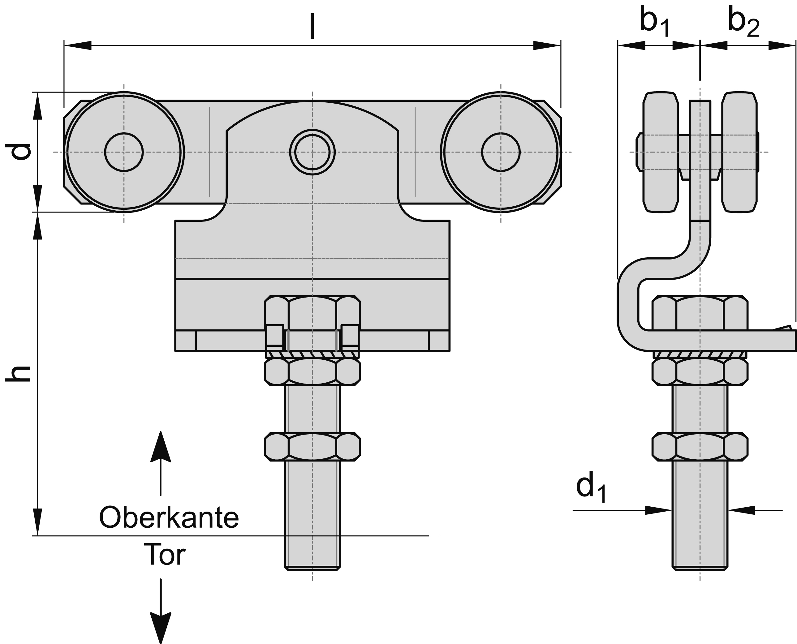 Doppelrolle Schiebetor MEA Gr- 3 verzinkt Ø 48 mm bis 600 kg 10336432-60-0098.7