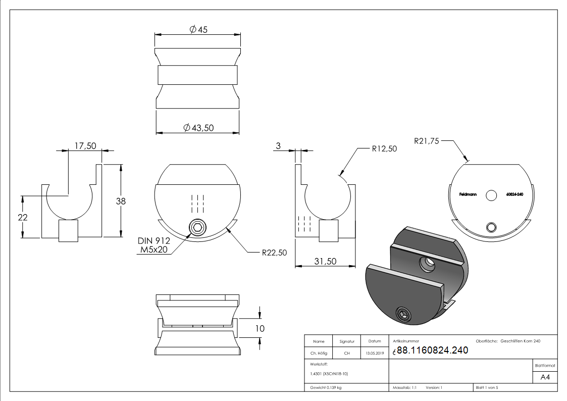 Wandhalter zum Klemmen fuer Laufschiene-88-1160824.240