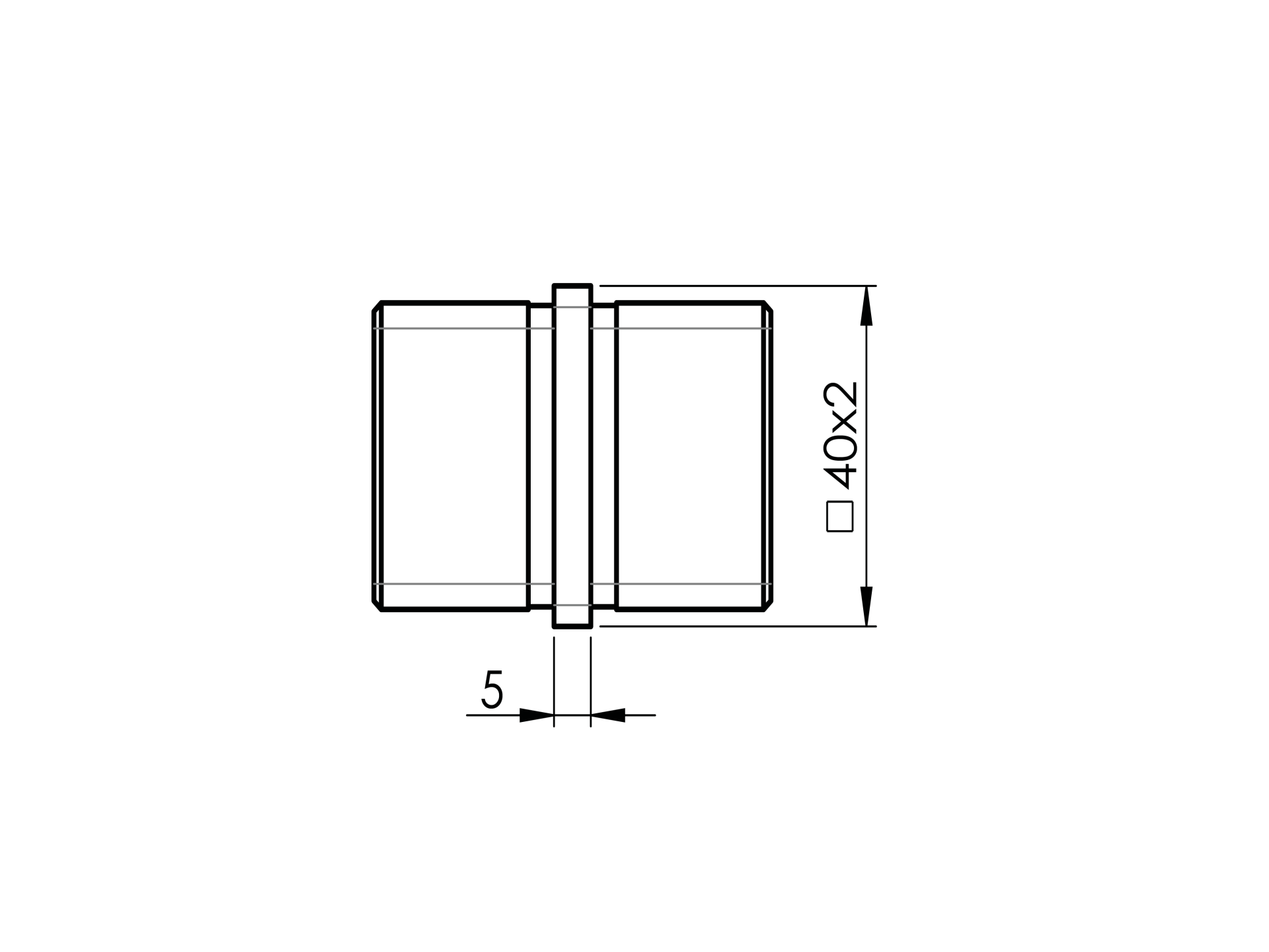 Verbindungsmuffe Edelstahl AISI 304 fuer 40x40x2 mm Vierkantrohr geschliffen-89-11A4790040-A.4