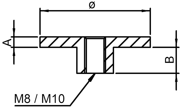 Platte flach mit M8 fuer Rohr Ø 48-3 mm V2A-11-5268.4